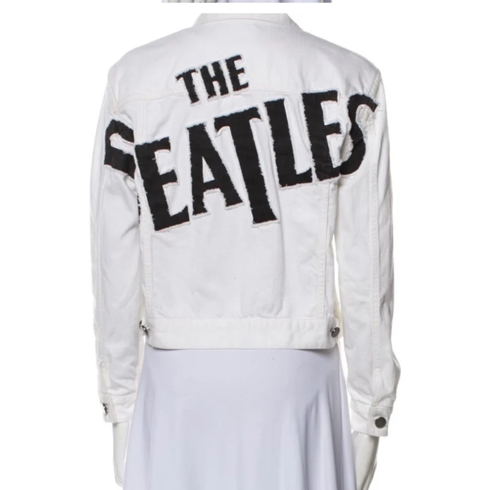 Alice + Olivia White Denim “The Beatles” Jacket